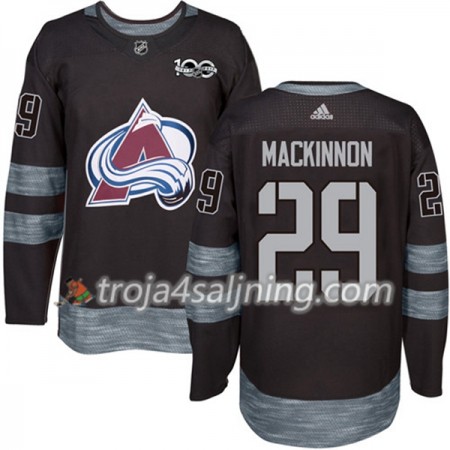 Colorado Avalanche tröja Nathan MacKinnon 29 1917-2017 100th Anniversary Adidas Svart Authentic - NHL Tröjor Herr